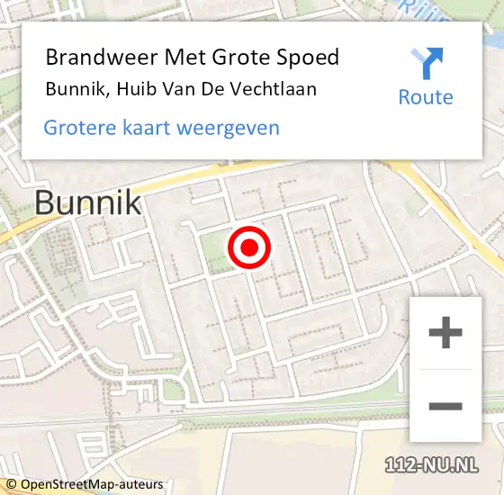 Locatie op kaart van de 112 melding: Brandweer Met Grote Spoed Naar Bunnik, Huib Van De Vechtlaan op 21 januari 2018 15:01