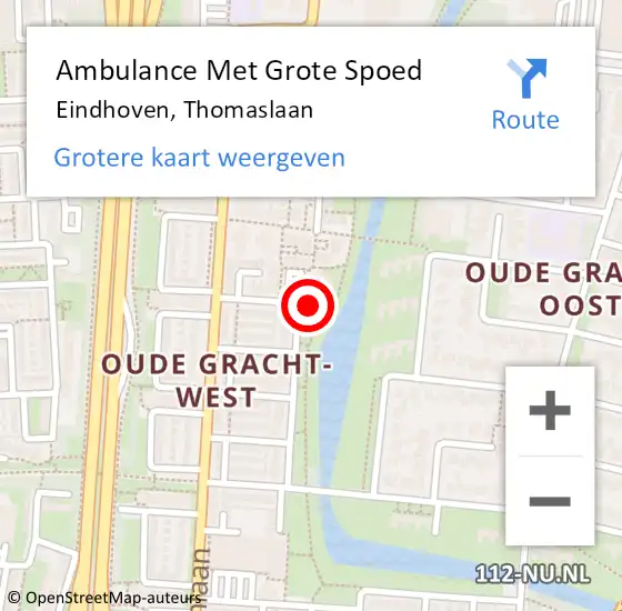 Locatie op kaart van de 112 melding: Ambulance Met Grote Spoed Naar Eindhoven, Thomaslaan op 21 januari 2018 15:06