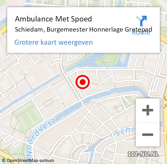 Locatie op kaart van de 112 melding: Ambulance Met Spoed Naar Schiedam, Burgemeester Honnerlage Gretepad op 21 januari 2018 15:45