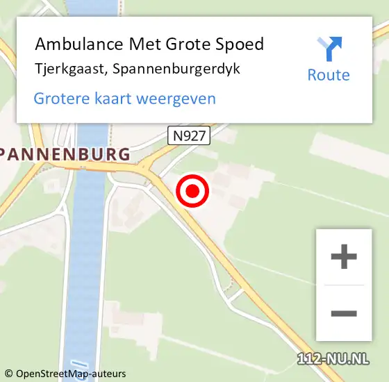 Locatie op kaart van de 112 melding: Ambulance Met Grote Spoed Naar Tjerkgaast, Spannenburgerdyk op 21 januari 2018 15:56