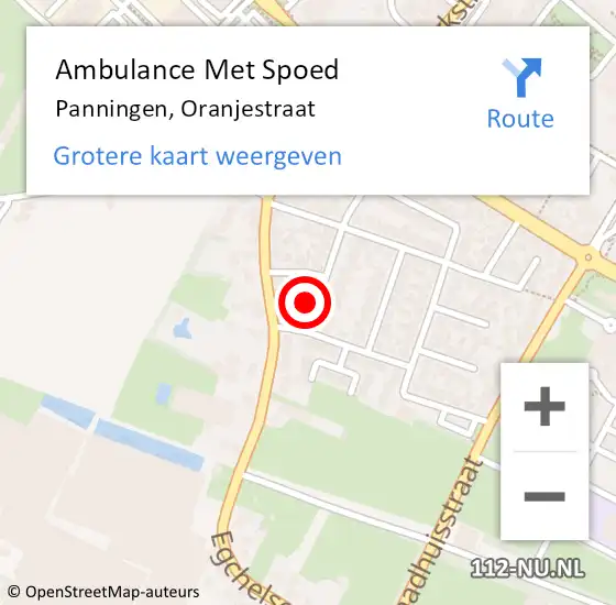 Locatie op kaart van de 112 melding: Ambulance Met Spoed Naar Panningen, Oranjestraat op 21 januari 2018 16:11