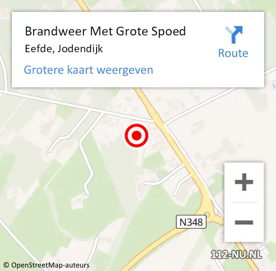 Locatie op kaart van de 112 melding: Brandweer Met Grote Spoed Naar Eefde, Jodendijk op 21 januari 2018 16:21