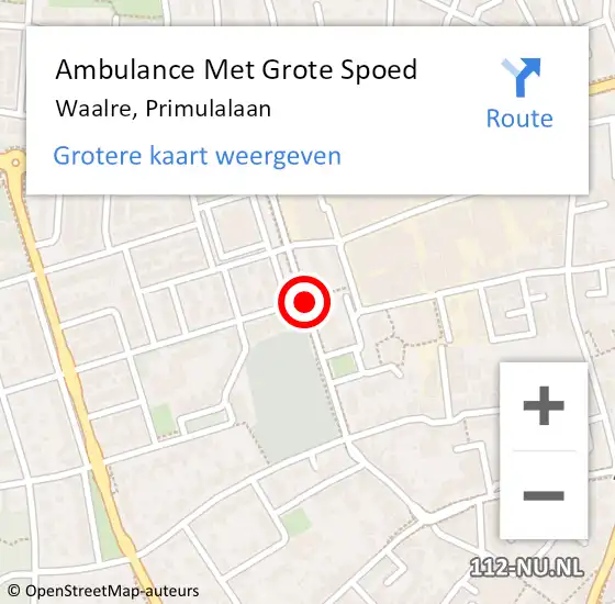 Locatie op kaart van de 112 melding: Ambulance Met Grote Spoed Naar Waalre, Primulalaan op 21 januari 2018 16:37