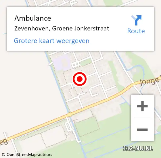 Locatie op kaart van de 112 melding: Ambulance Zevenhoven, Groene Jonkerstraat op 21 januari 2018 17:03