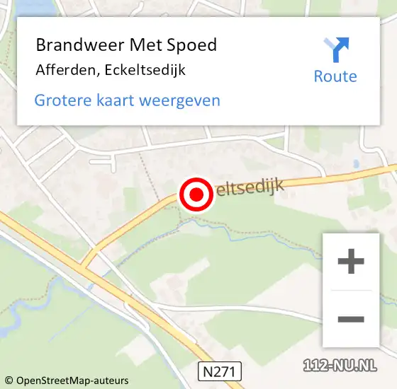 Locatie op kaart van de 112 melding: Brandweer Met Spoed Naar Afferden, Eckeltsedijk op 21 januari 2018 17:08