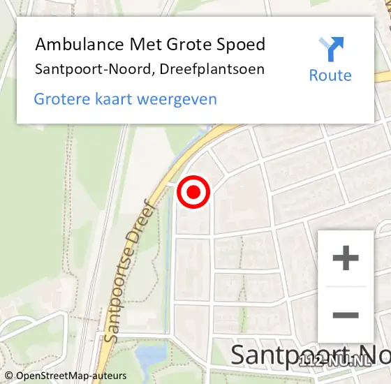 Locatie op kaart van de 112 melding: Ambulance Met Grote Spoed Naar Santpoort-Noord, Dreefplantsoen op 21 januari 2018 17:10