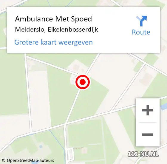 Locatie op kaart van de 112 melding: Ambulance Met Spoed Naar Melderslo, Eikelenbosserdijk op 22 september 2013 12:29