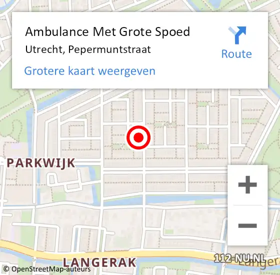 Locatie op kaart van de 112 melding: Ambulance Met Grote Spoed Naar Utrecht, Pepermuntstraat op 21 januari 2018 17:35
