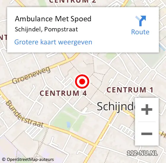 Locatie op kaart van de 112 melding: Ambulance Met Spoed Naar Schijndel, Pompstraat op 21 januari 2018 18:37