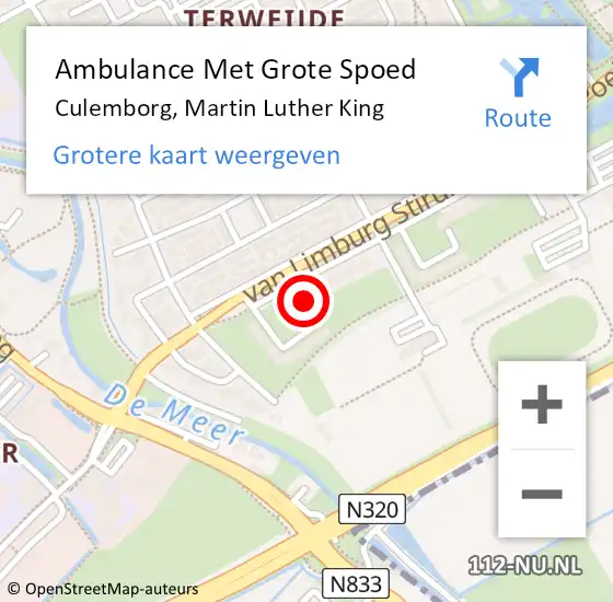 Locatie op kaart van de 112 melding: Ambulance Met Grote Spoed Naar Culemborg, Martin Luther King op 21 januari 2018 19:01