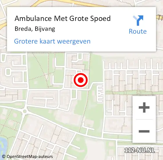 Locatie op kaart van de 112 melding: Ambulance Met Grote Spoed Naar Breda, Bijvang op 21 januari 2018 19:22