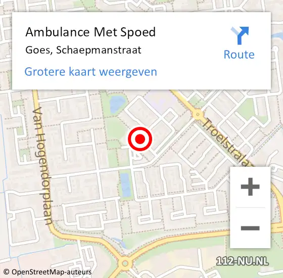 Locatie op kaart van de 112 melding: Ambulance Met Spoed Naar Goes, Schaepmanstraat op 21 januari 2018 20:14