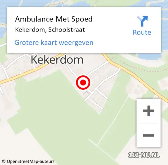 Locatie op kaart van de 112 melding: Ambulance Met Spoed Naar Kekerdom, Schoolstraat op 21 januari 2018 20:15