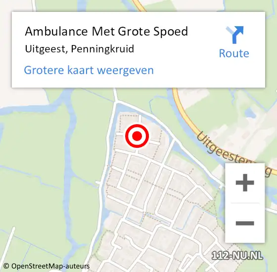 Locatie op kaart van de 112 melding: Ambulance Met Grote Spoed Naar Uitgeest, Penningkruid op 21 januari 2018 20:48