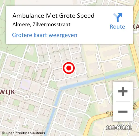 Locatie op kaart van de 112 melding: Ambulance Met Grote Spoed Naar Almere, Zilvermosstraat op 21 januari 2018 20:54