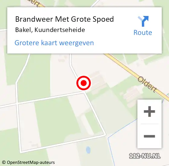 Locatie op kaart van de 112 melding: Brandweer Met Grote Spoed Naar Bakel, Kuundertseheide op 21 januari 2018 21:08