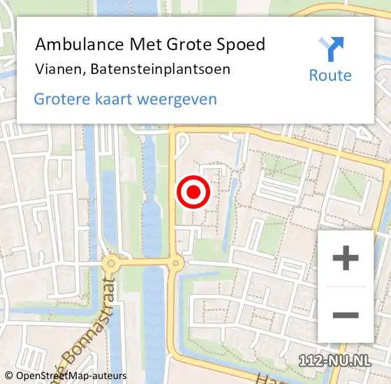 Locatie op kaart van de 112 melding: Ambulance Met Grote Spoed Naar Vianen, Batensteinplantsoen op 21 januari 2018 22:22