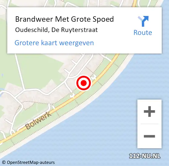 Locatie op kaart van de 112 melding: Brandweer Met Grote Spoed Naar Oudeschild, De Ruyterstraat op 21 januari 2018 23:34