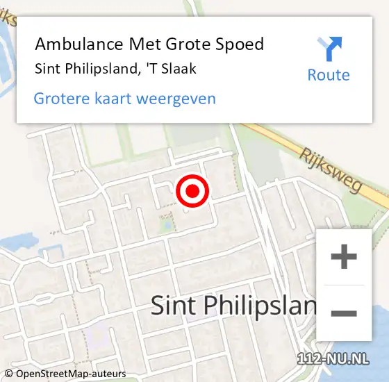 Locatie op kaart van de 112 melding: Ambulance Met Grote Spoed Naar Sint Philipsland, 'T Slaak op 21 januari 2018 23:52