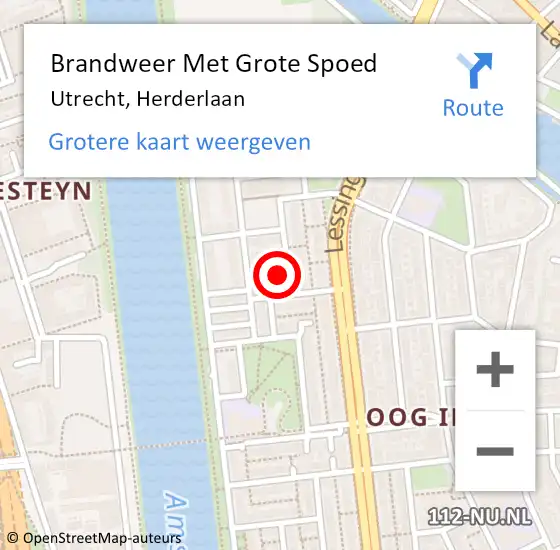 Locatie op kaart van de 112 melding: Brandweer Met Grote Spoed Naar Utrecht, Herderlaan op 21 januari 2018 23:54