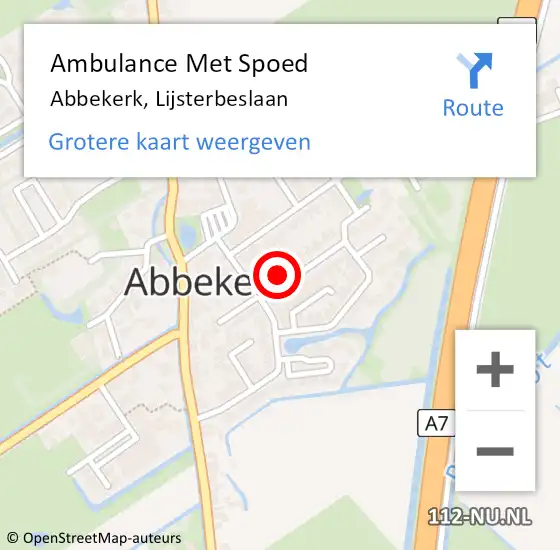 Locatie op kaart van de 112 melding: Ambulance Met Spoed Naar Abbekerk, Lijsterbeslaan op 21 januari 2018 23:54