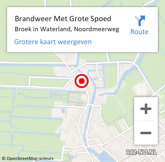 Locatie op kaart van de 112 melding: Brandweer Met Grote Spoed Naar Broek in Waterland, Noordmeerweg op 21 januari 2018 23:59