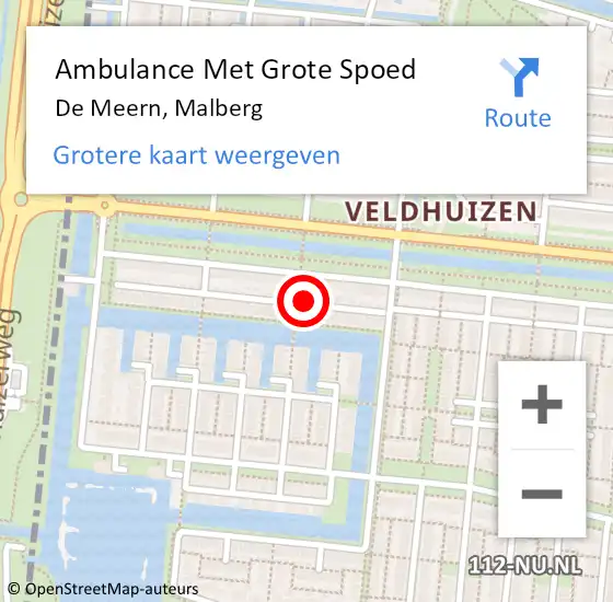 Locatie op kaart van de 112 melding: Ambulance Met Grote Spoed Naar De Meern, Malberg op 22 januari 2018 00:00