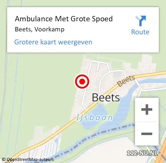 Locatie op kaart van de 112 melding: Ambulance Met Grote Spoed Naar Beets, Voorkamp op 22 januari 2018 01:16