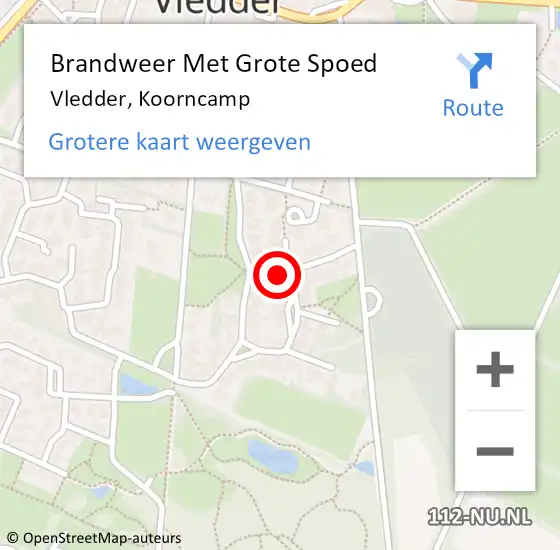 Locatie op kaart van de 112 melding: Brandweer Met Grote Spoed Naar Vledder, Koorncamp op 22 januari 2018 01:19