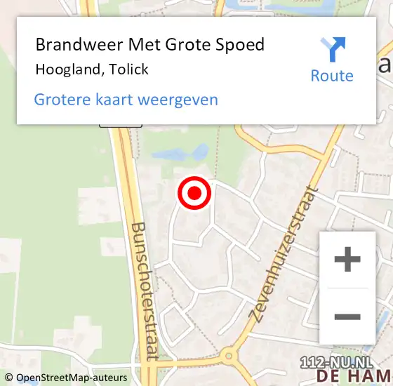 Locatie op kaart van de 112 melding: Brandweer Met Grote Spoed Naar Hoogland, Tolick op 22 januari 2018 01:44