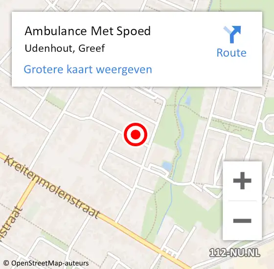 Locatie op kaart van de 112 melding: Ambulance Met Spoed Naar Udenhout, Greef op 22 januari 2018 01:56