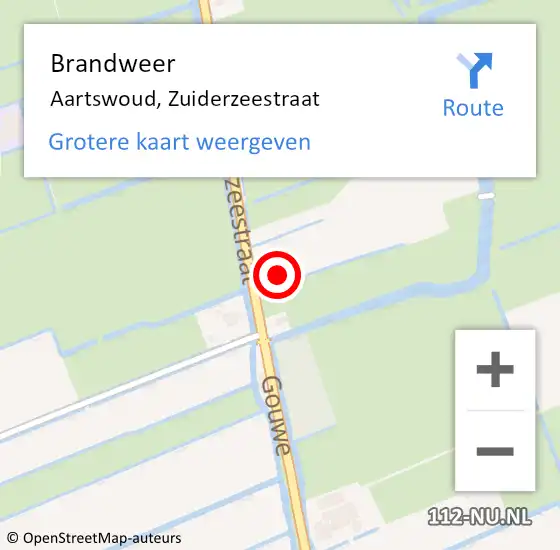 Locatie op kaart van de 112 melding: Brandweer Aartswoud, Zuiderzeestraat op 13 februari 2014 22:11