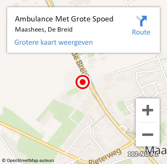 Locatie op kaart van de 112 melding: Ambulance Met Grote Spoed Naar Maashees, De Breid op 22 januari 2018 03:40