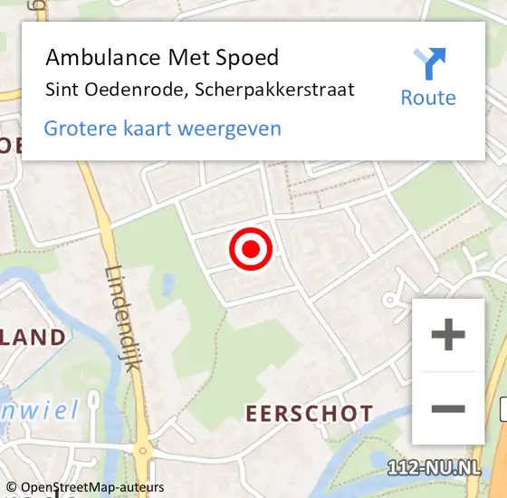 Locatie op kaart van de 112 melding: Ambulance Met Spoed Naar Sint Oedenrode, Scherpakkerstraat op 22 januari 2018 04:54