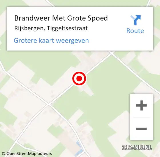 Locatie op kaart van de 112 melding: Brandweer Met Grote Spoed Naar Rijsbergen, Tiggeltsestraat op 22 januari 2018 06:54