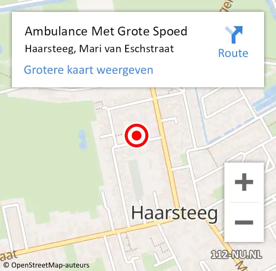 Locatie op kaart van de 112 melding: Ambulance Met Grote Spoed Naar Haarsteeg, Mari van Eschstraat op 22 januari 2018 08:00