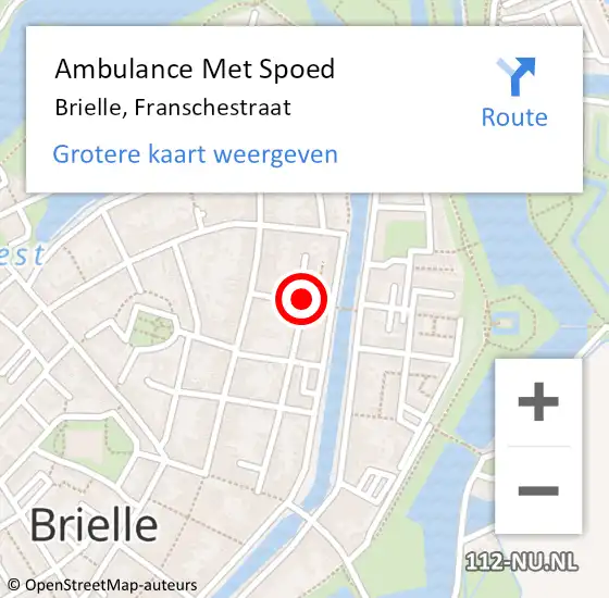 Locatie op kaart van de 112 melding: Ambulance Met Spoed Naar Brielle, Franschestraat op 22 januari 2018 08:20