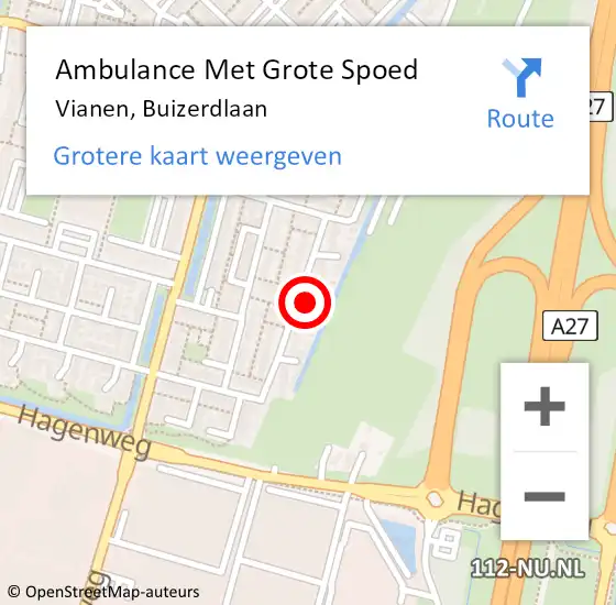 Locatie op kaart van de 112 melding: Ambulance Met Grote Spoed Naar Vianen, Buizerdlaan op 22 januari 2018 08:22