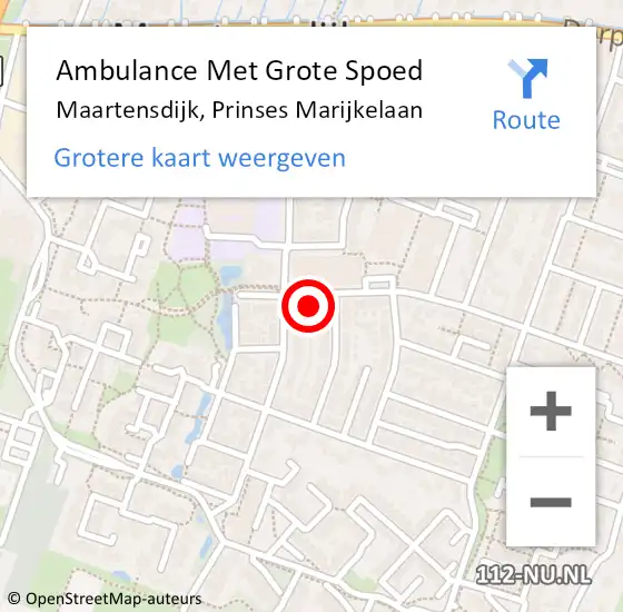 Locatie op kaart van de 112 melding: Ambulance Met Grote Spoed Naar Maartensdijk, Prinses Marijkelaan op 22 januari 2018 08:29
