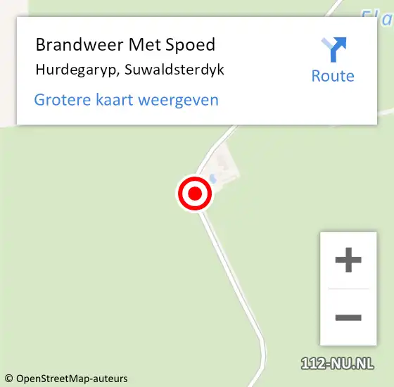 Locatie op kaart van de 112 melding: Brandweer Met Spoed Naar Hurdegaryp, Suwaldsterdyk op 22 januari 2018 08:32