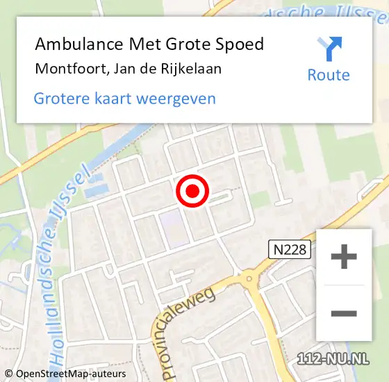 Locatie op kaart van de 112 melding: Ambulance Met Grote Spoed Naar Montfoort, Jan de Rijkelaan op 22 januari 2018 08:44