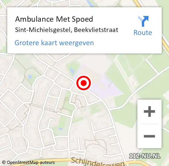 Locatie op kaart van de 112 melding: Ambulance Met Spoed Naar Sint-Michielsgestel, Beekvlietstraat op 22 januari 2018 09:54