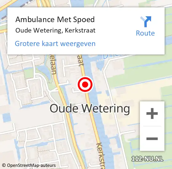 Locatie op kaart van de 112 melding: Ambulance Met Spoed Naar Oude Wetering, Kerkstraat op 22 januari 2018 09:58