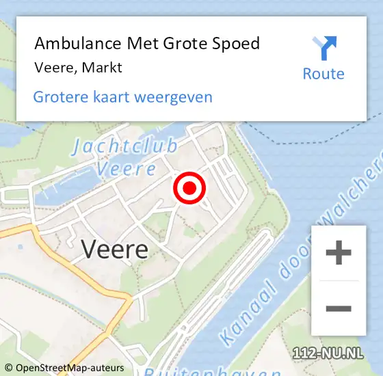 Locatie op kaart van de 112 melding: Ambulance Met Grote Spoed Naar Veere, Markt op 22 januari 2018 10:06