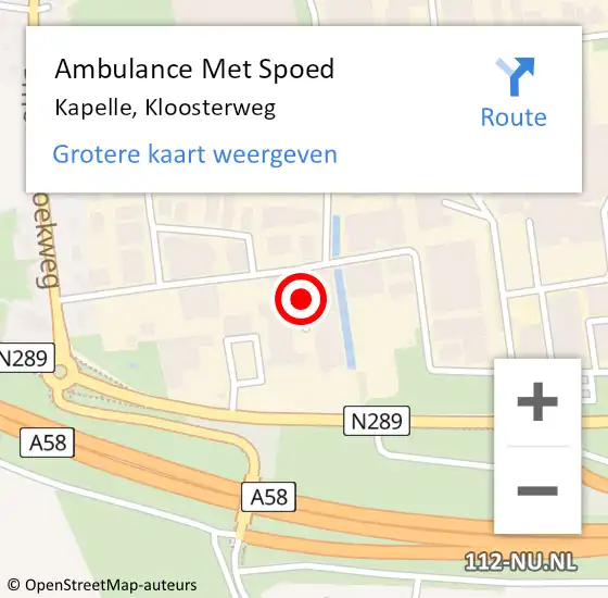 Locatie op kaart van de 112 melding: Ambulance Met Spoed Naar Kapelle, Kloosterweg op 22 januari 2018 10:16