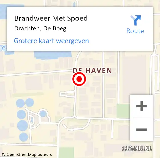 Locatie op kaart van de 112 melding: Brandweer Met Spoed Naar Drachten, De Boeg op 22 januari 2018 10:38