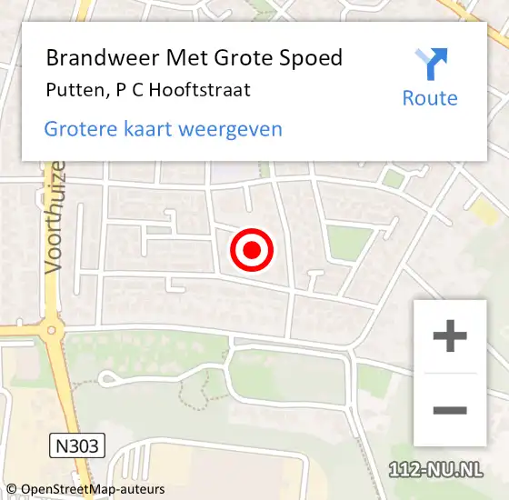 Locatie op kaart van de 112 melding: Brandweer Met Grote Spoed Naar Putten, P C Hooftstraat op 22 januari 2018 11:19