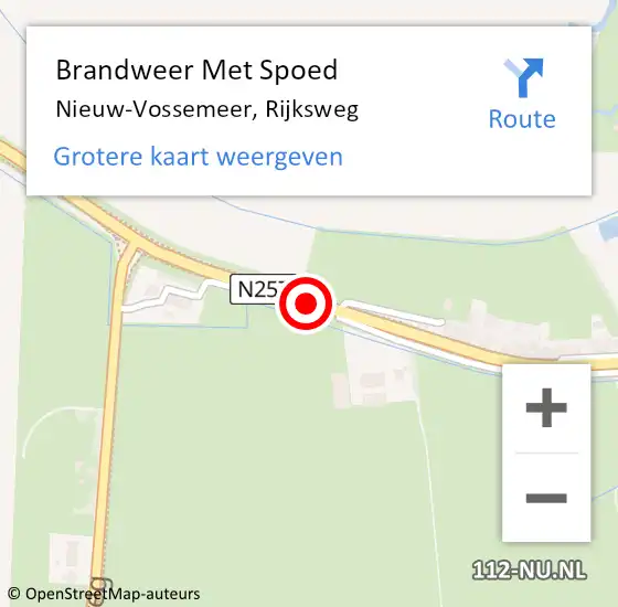 Locatie op kaart van de 112 melding: Brandweer Met Spoed Naar Nieuw-Vossemeer, Rijksweg op 22 januari 2018 11:20