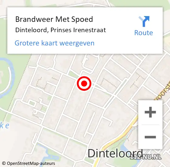 Locatie op kaart van de 112 melding: Brandweer Met Spoed Naar Dinteloord, Prinses Irenestraat op 22 januari 2018 11:22