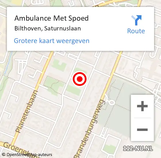 Locatie op kaart van de 112 melding: Ambulance Met Spoed Naar Bilthoven, Saturnuslaan op 22 januari 2018 11:23